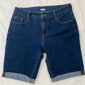 Old Navy Dark Blue Denim Bermuda Shorts with Rolled Cuffs